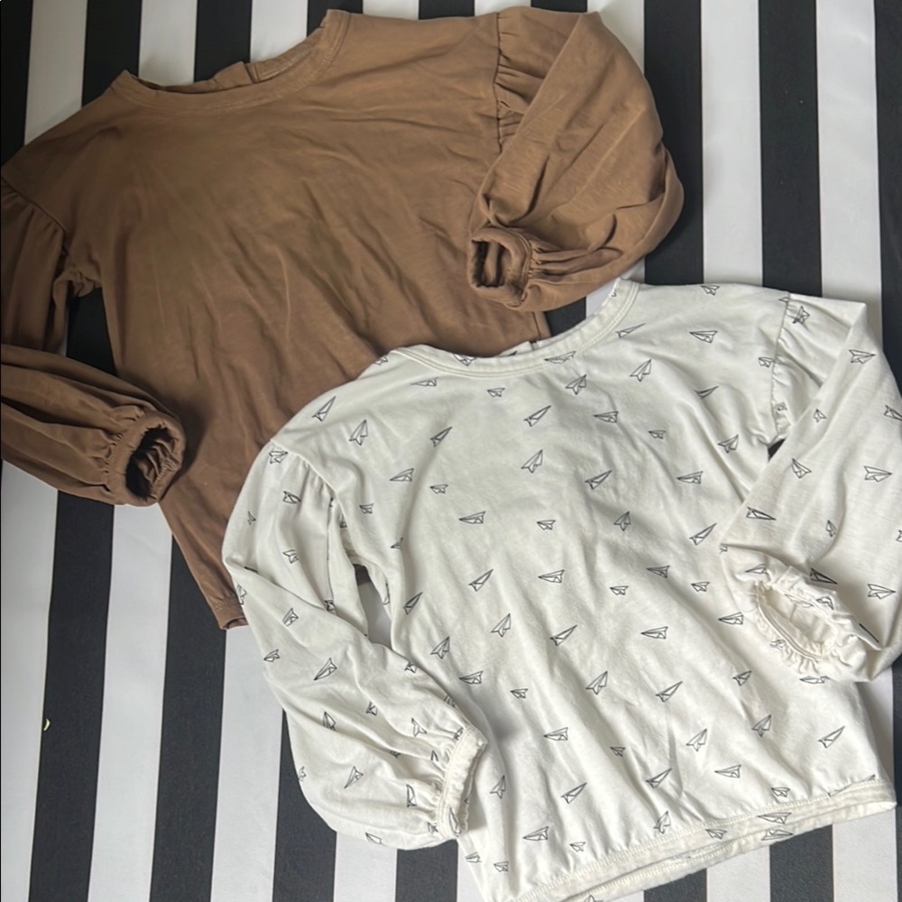 Kate Quinn Brown and White Long Sleeve bubble tops